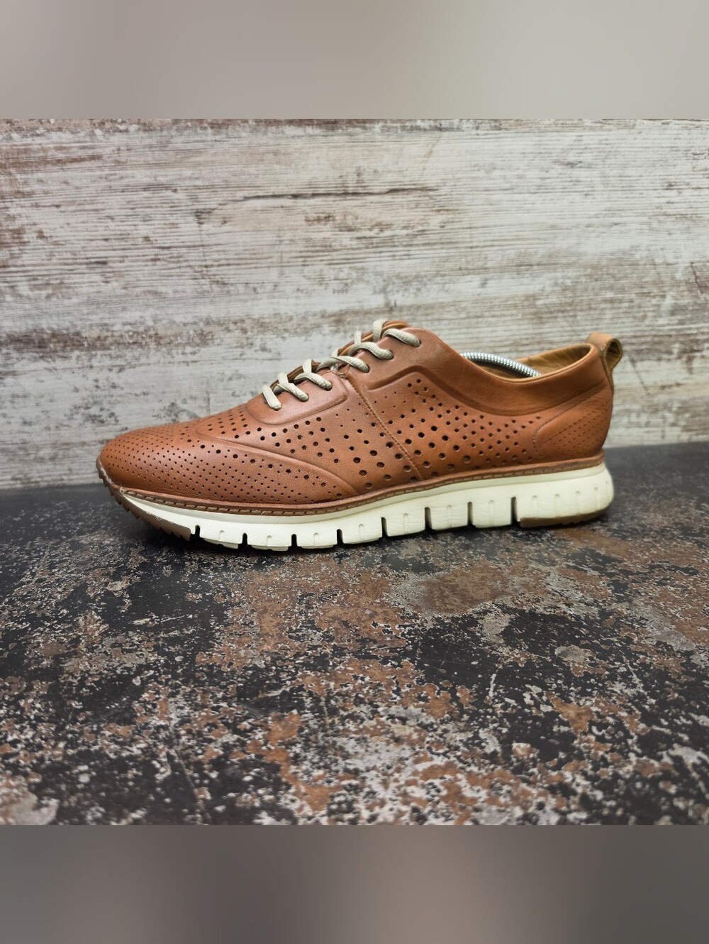 Mens Cole Haan Grand OS Wingtip Oxford Shoes Sz 12 Perforated Brown Leather